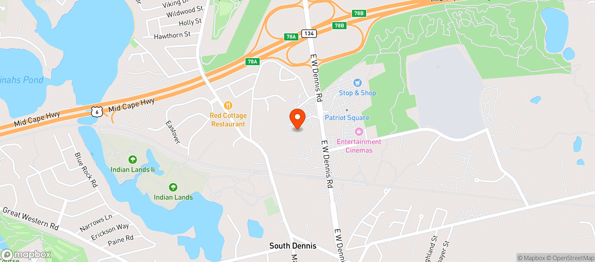 Map showing Portside Liquors Dennis