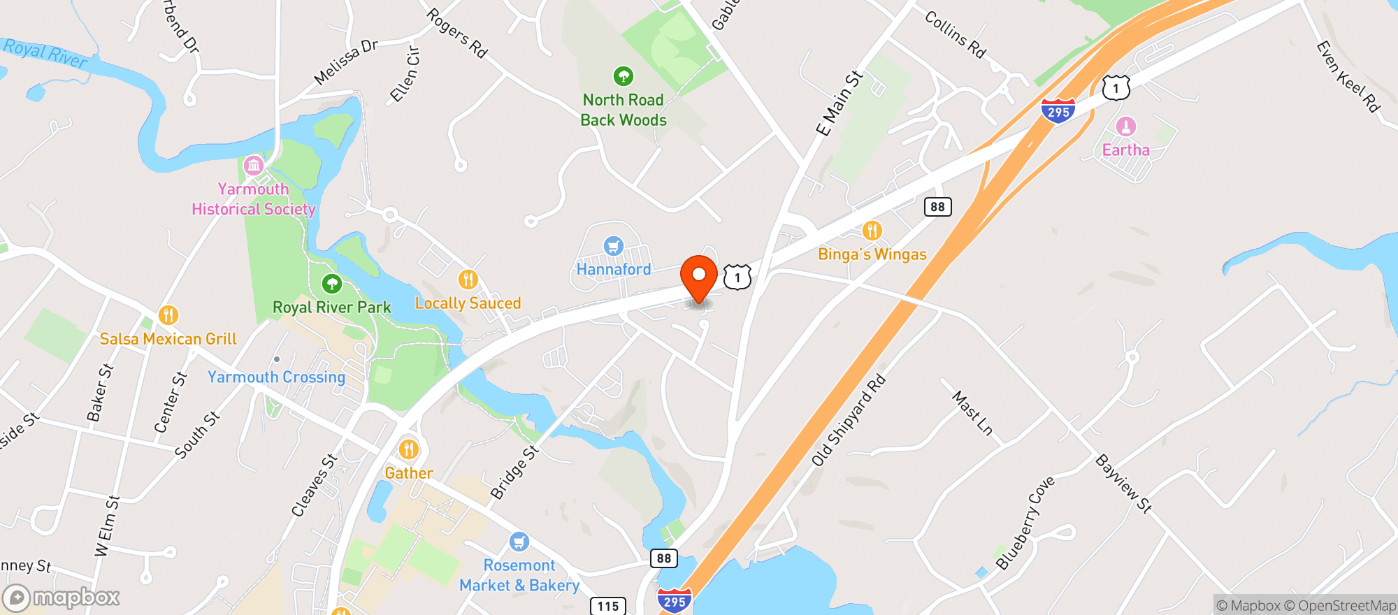Map showing Pats Pizza