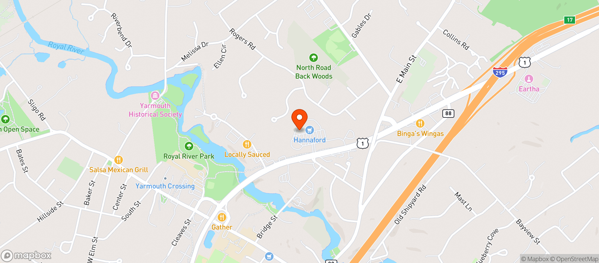 Map showing Hannaford