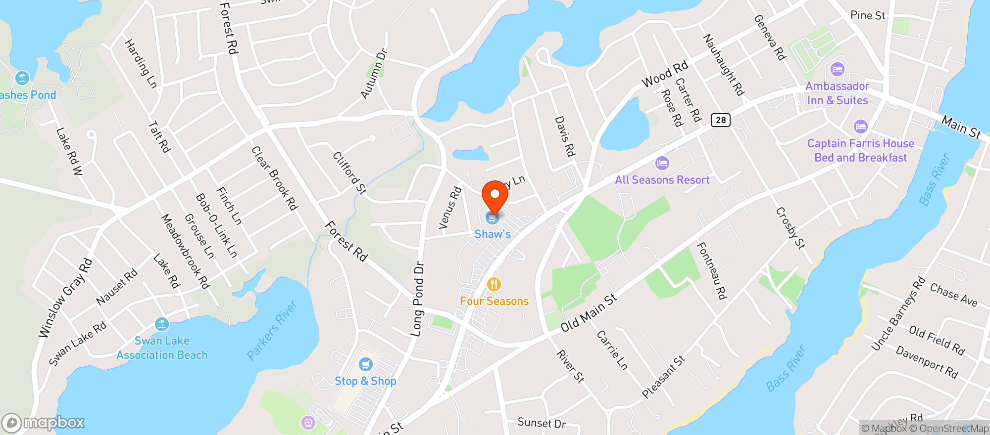 Map showing Shaws - 03692 - South Yarmouth