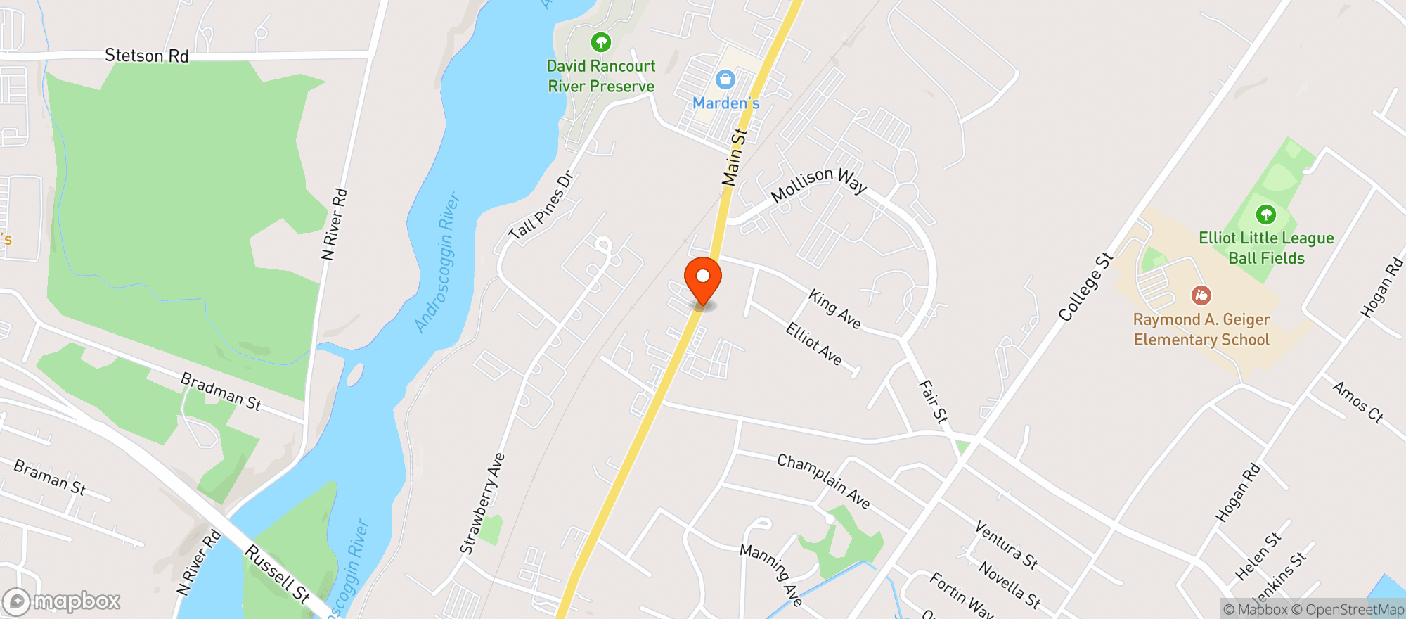 Map showing Melissas Pub & Grill
