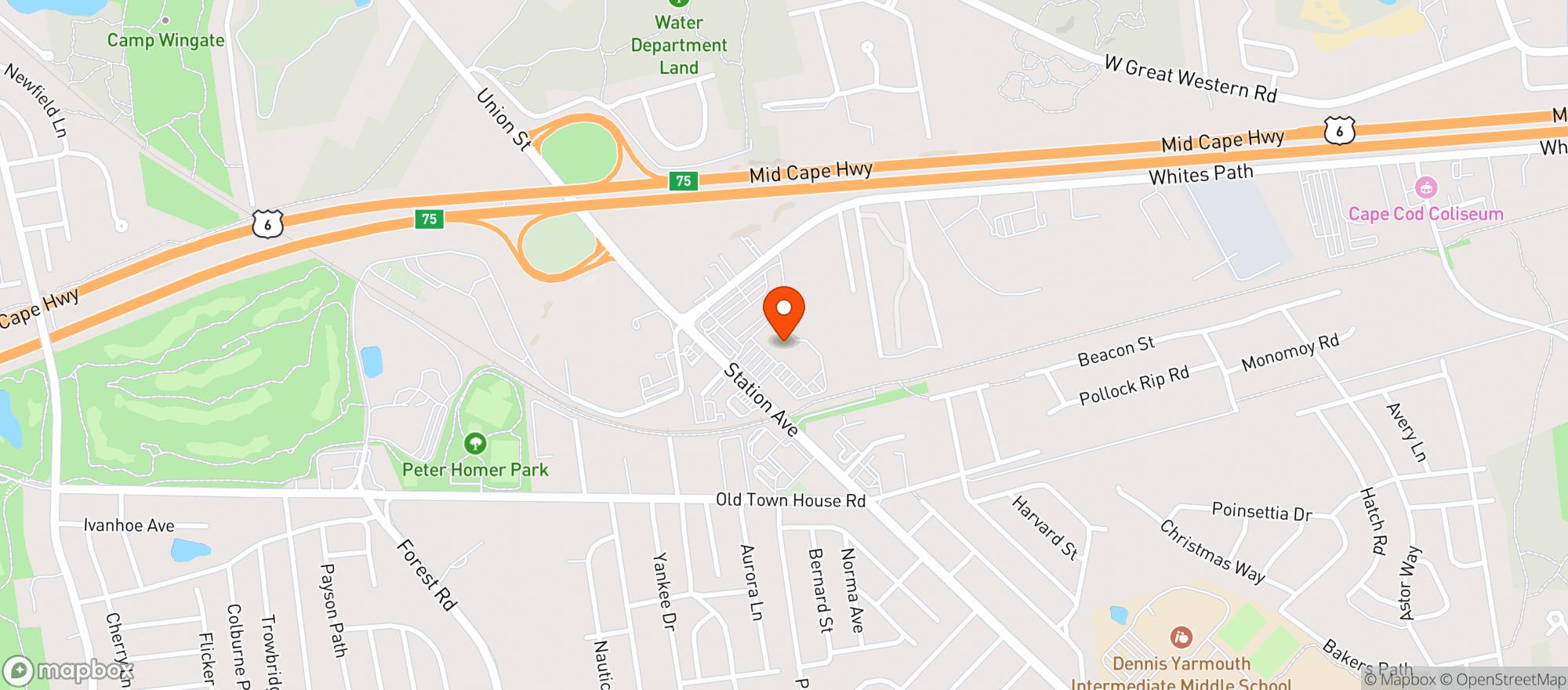 Map showing Yarmouth Wine & Spirits