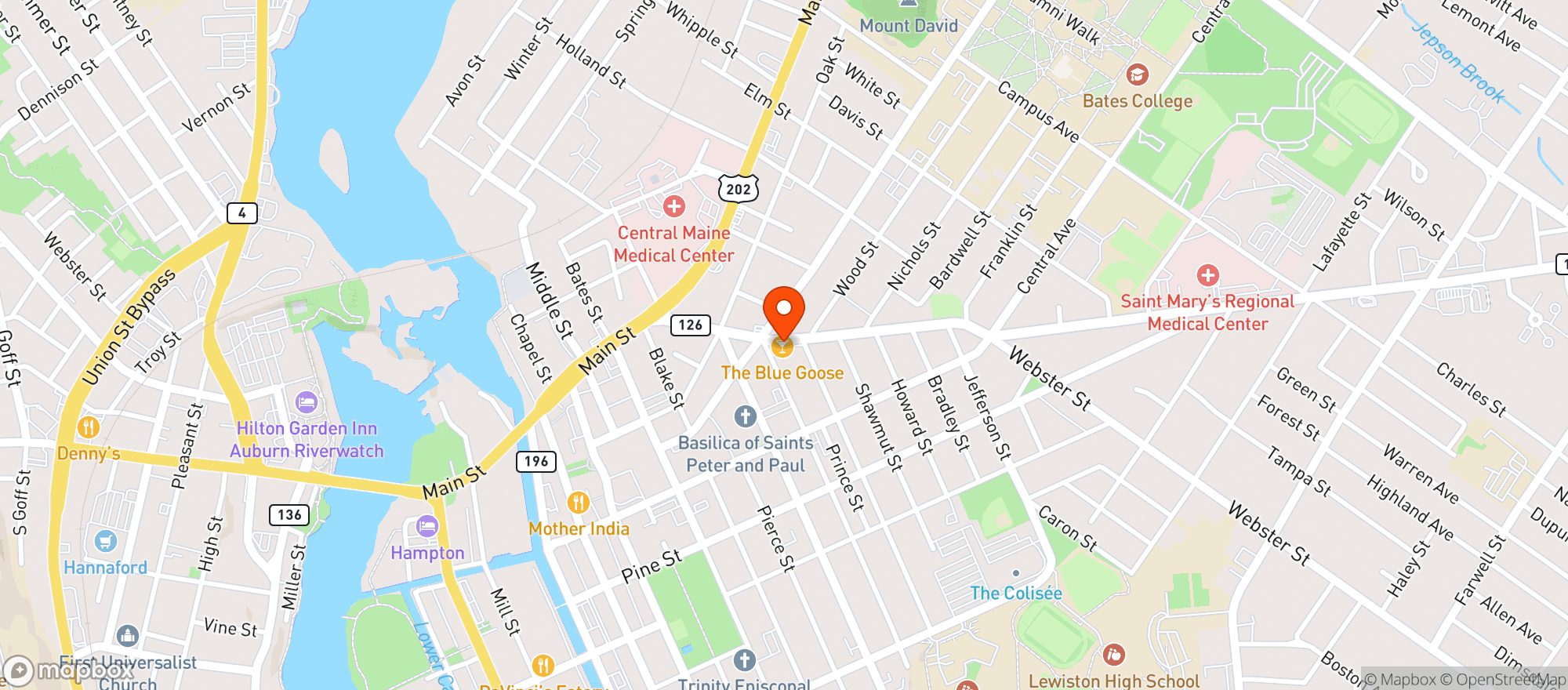 Map showing Blue Goose Bar & Grill