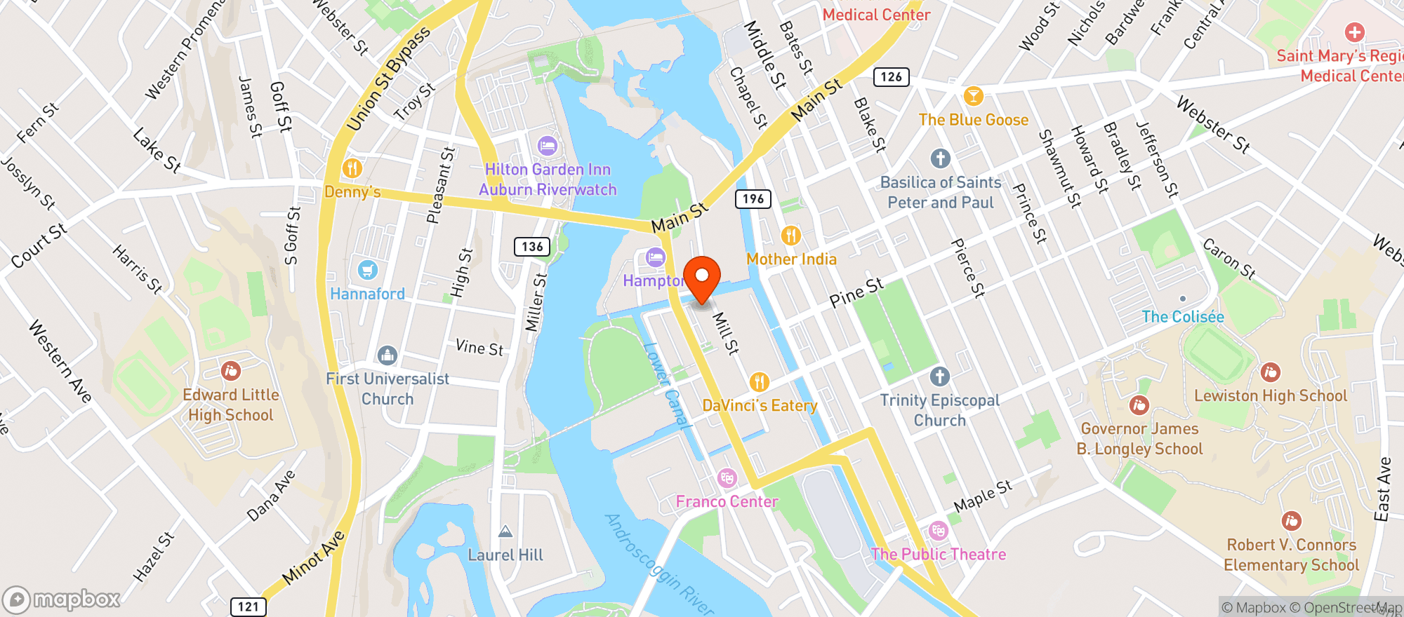 Map showing Fish Bones American Grill