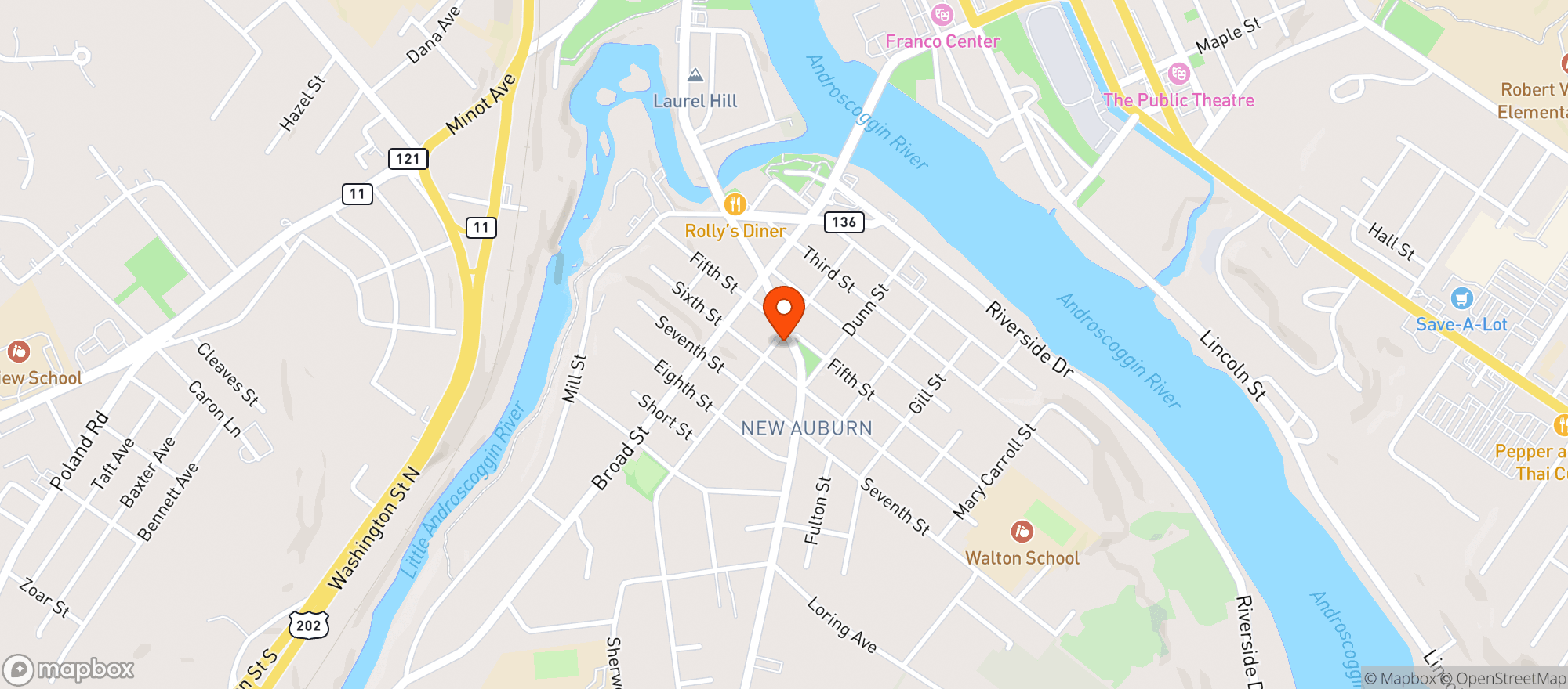 Map showing American Legion #153