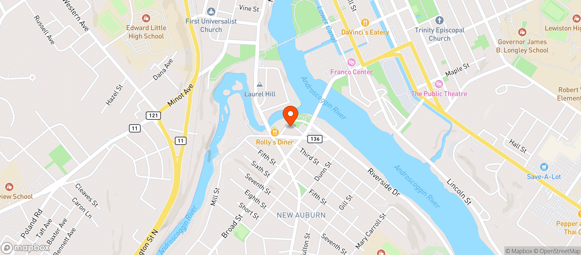 Map showing New Auburn Social Club