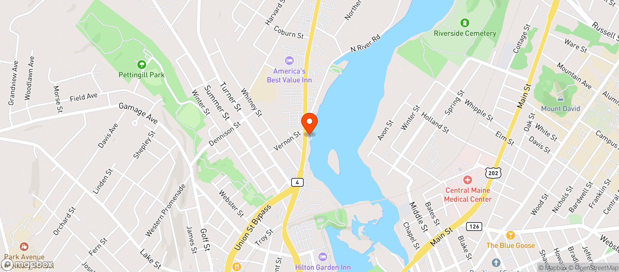Map showing Pats Pizza
