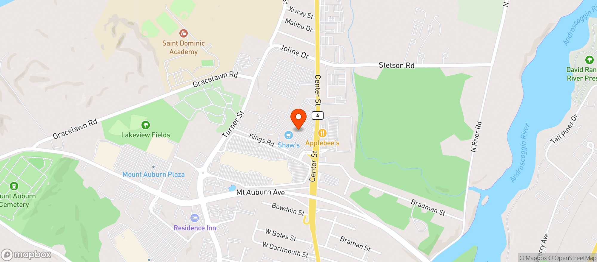 Map showing Shaws