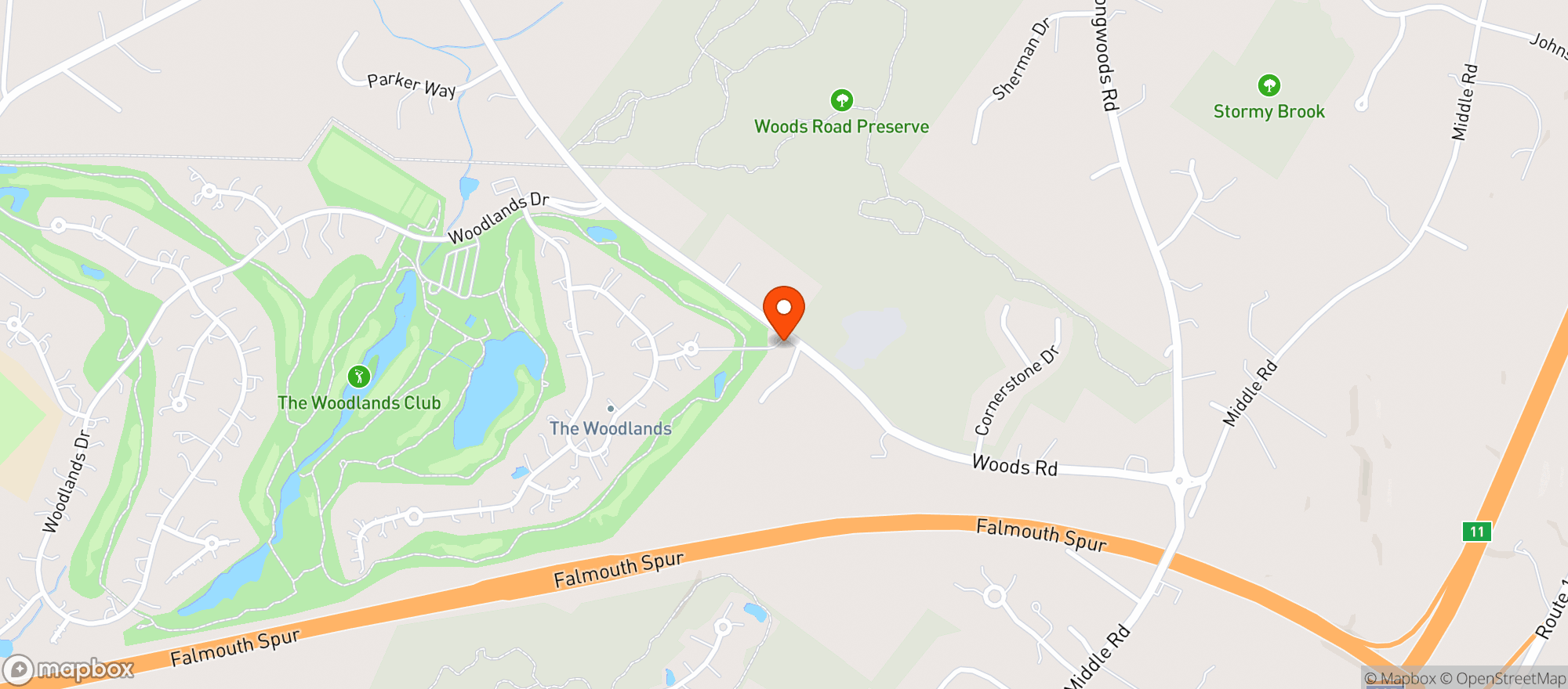 Map showing Woodlands Country Club