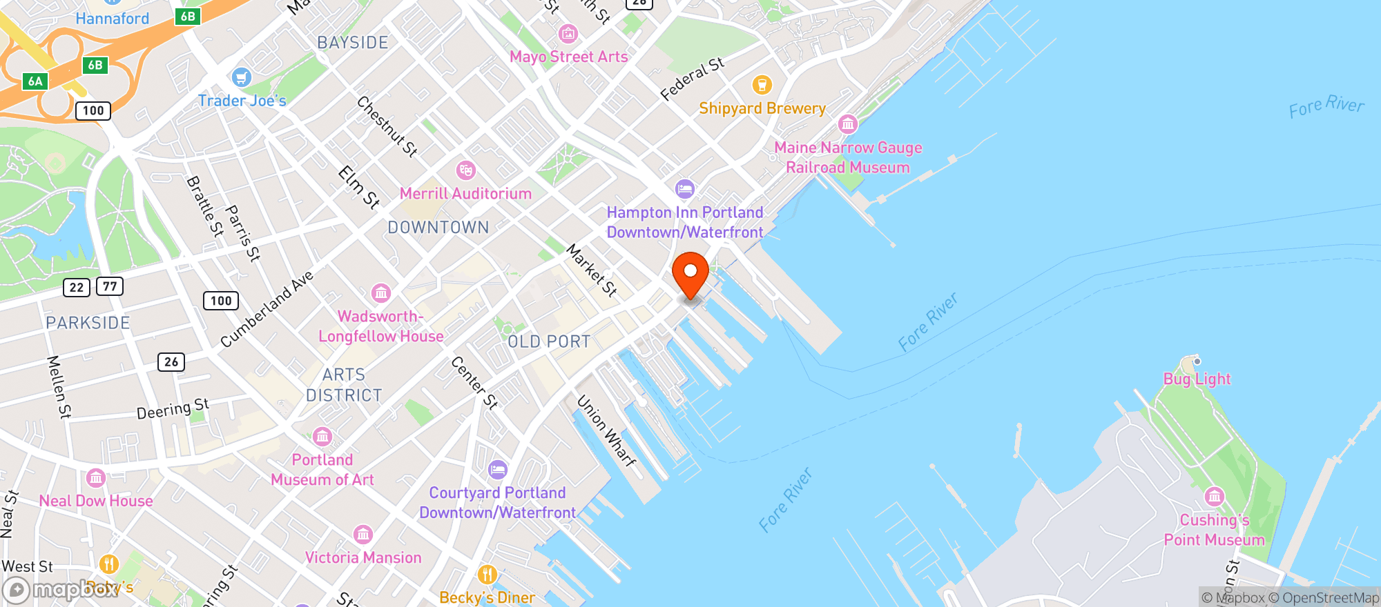 Map showing Andys Pub