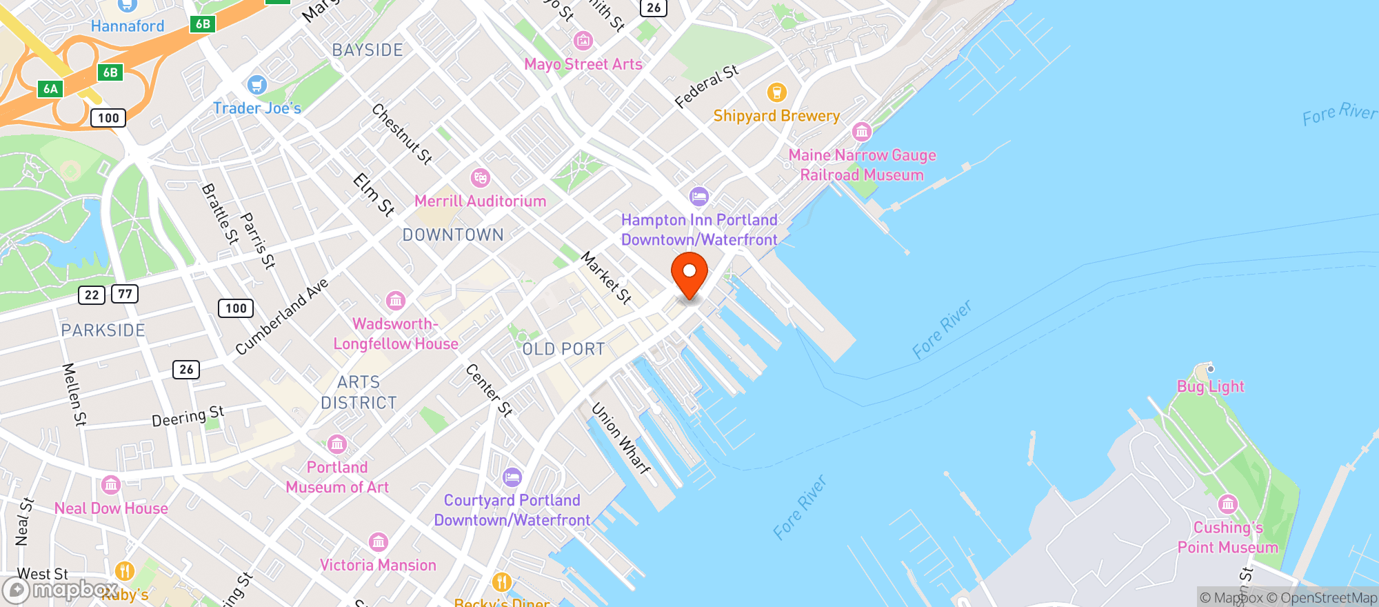 Map showing The Portland Beer Hub