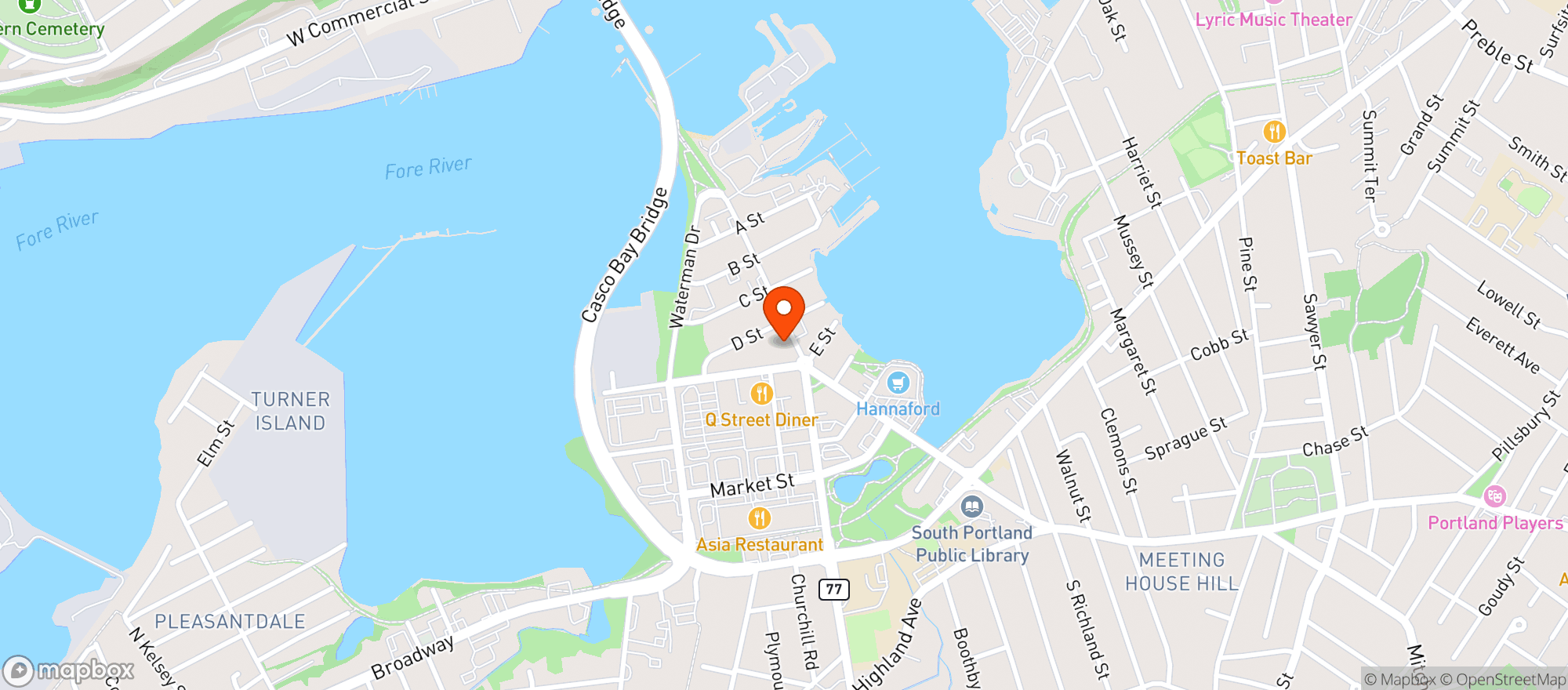 Map showing Barber Bros. Meat & Prov