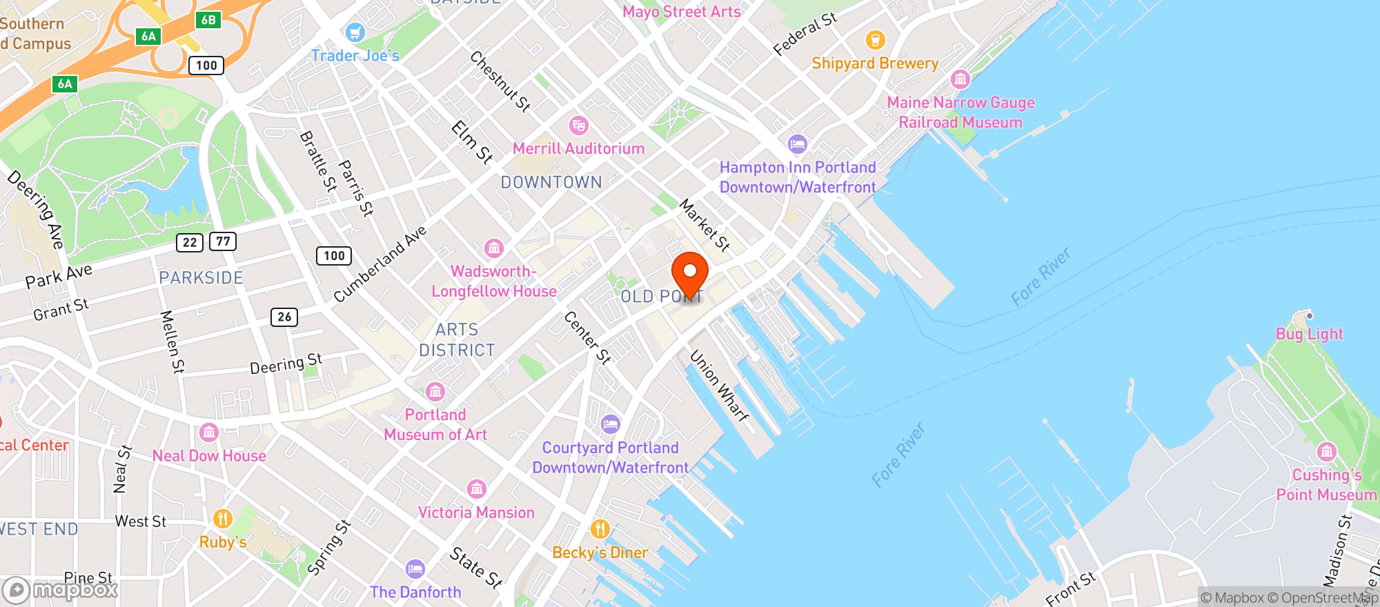 Map showing Three Dollar Dewey's