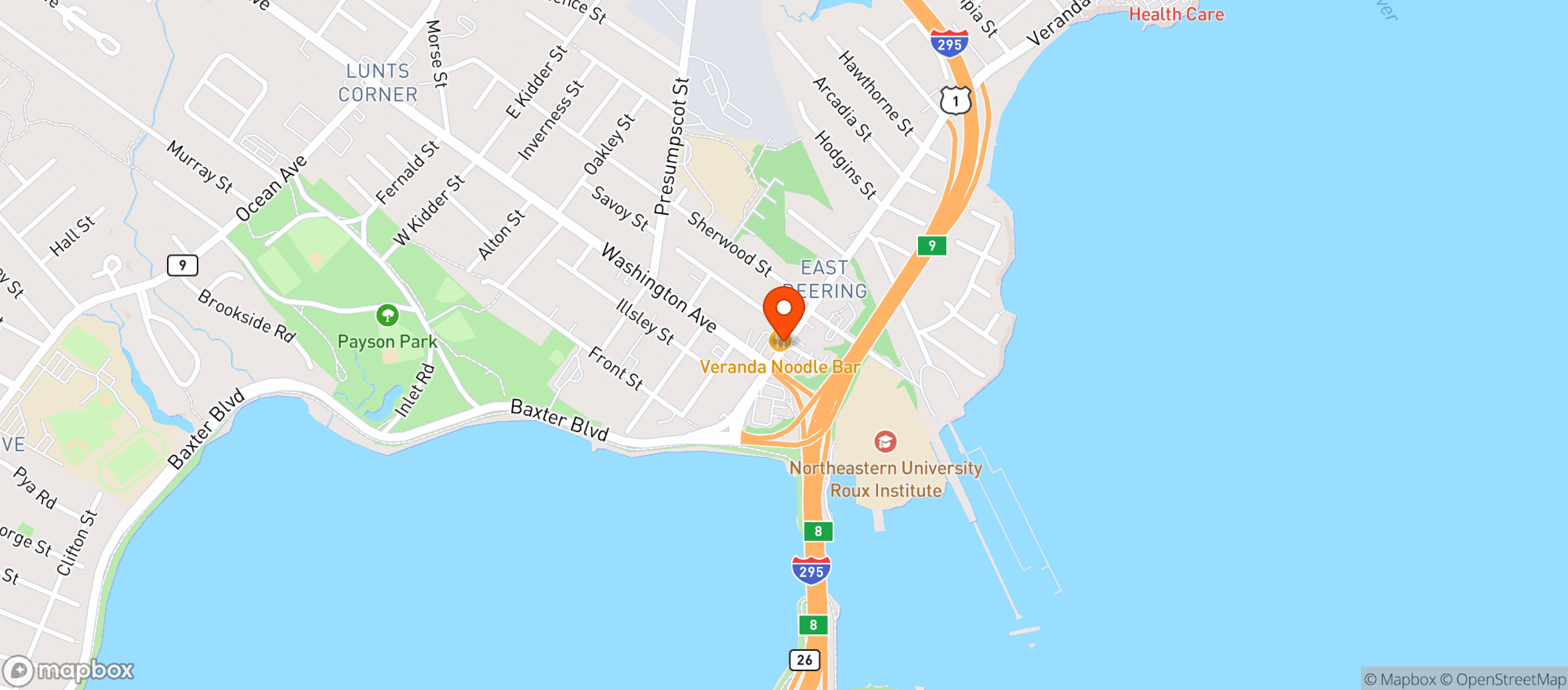 Map showing Veranda Noodle Bar