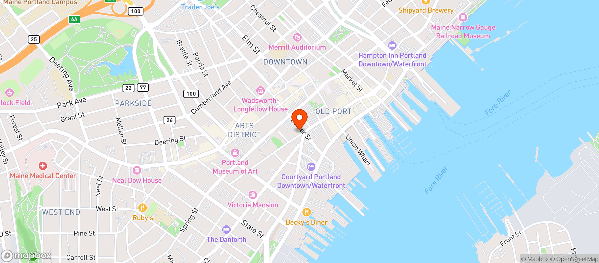 Map showing Hi Bombay Restaurant
