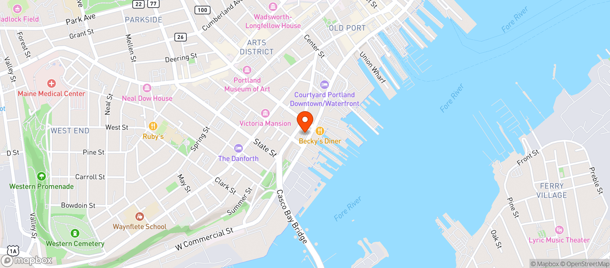 Map showing Circle K / Commerical St