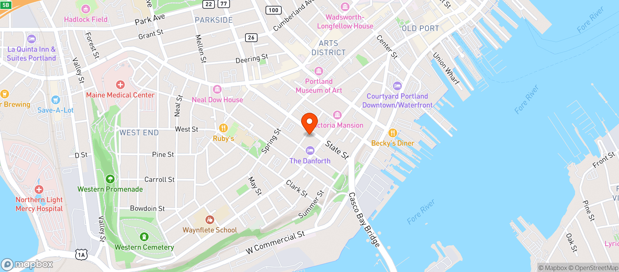 Map showing Maine Irish Heritage Center