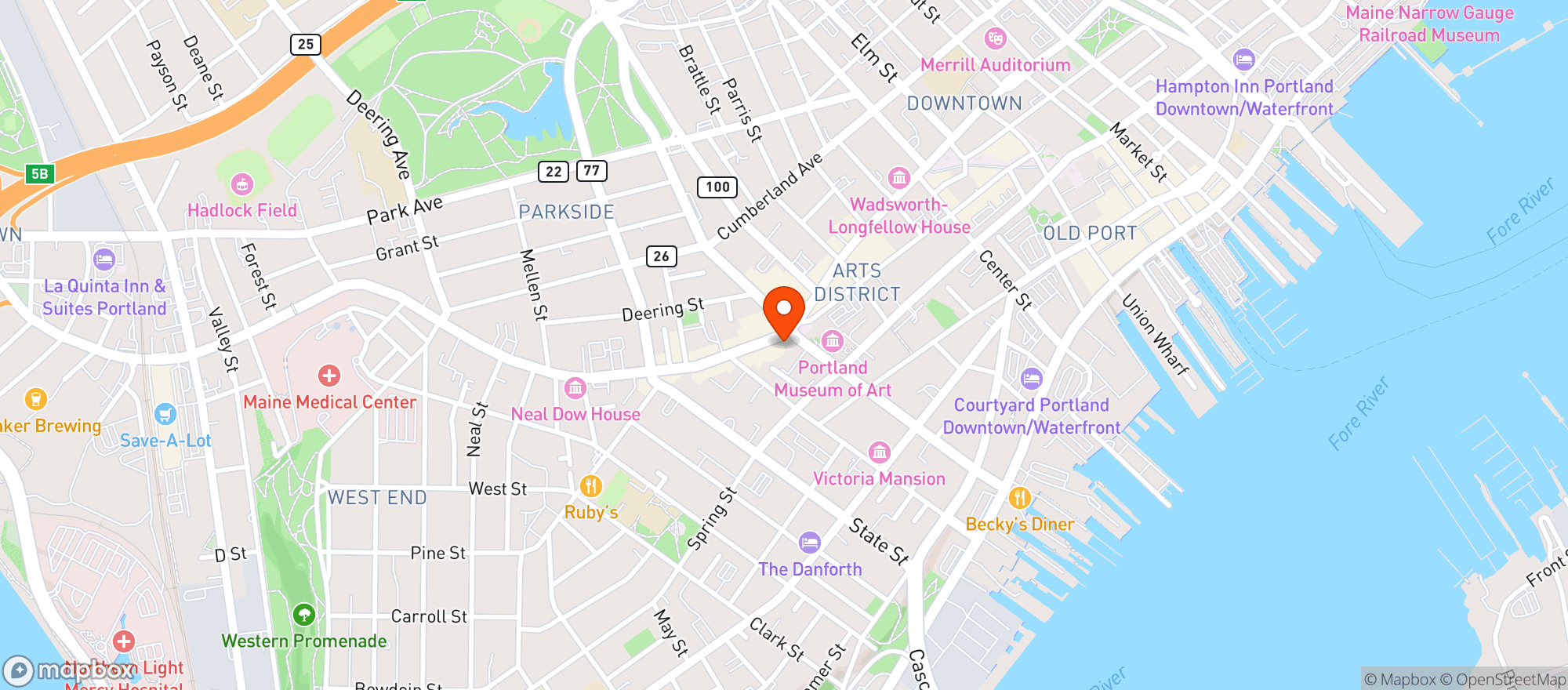Map showing Downtown Lounge