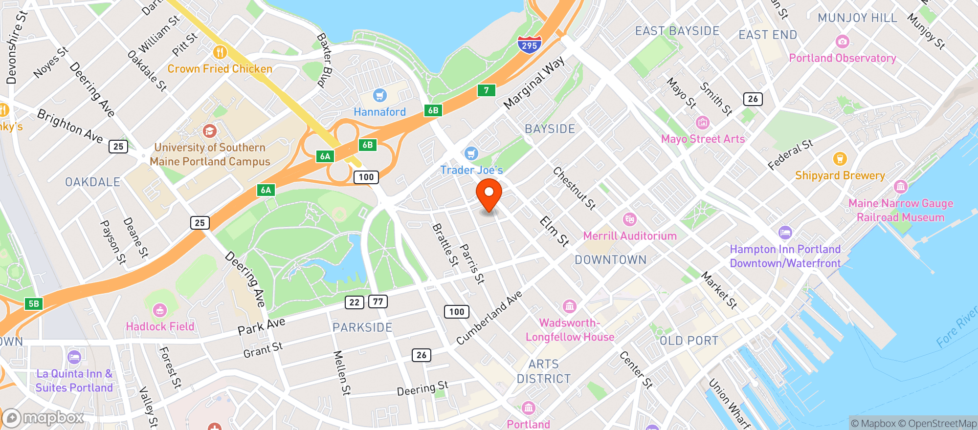 Map showing Bayside Bowl