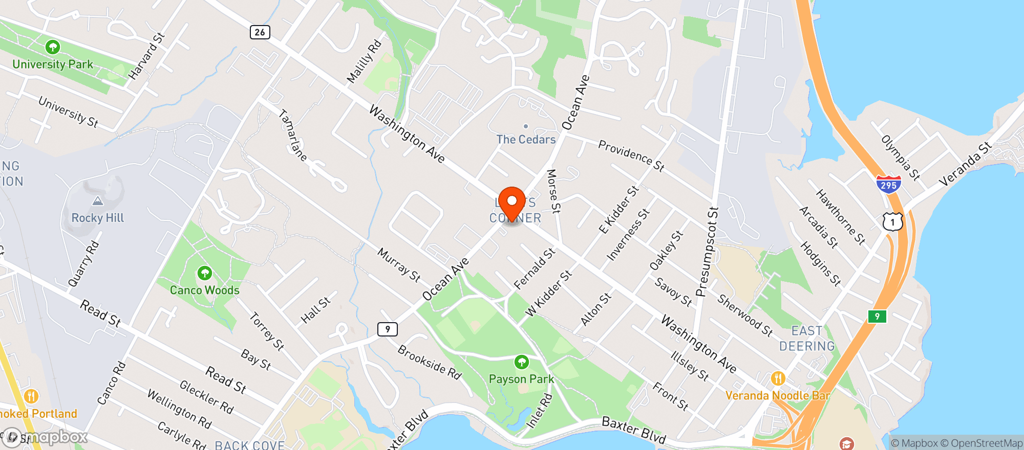 Map showing Monte's Fine Foods
