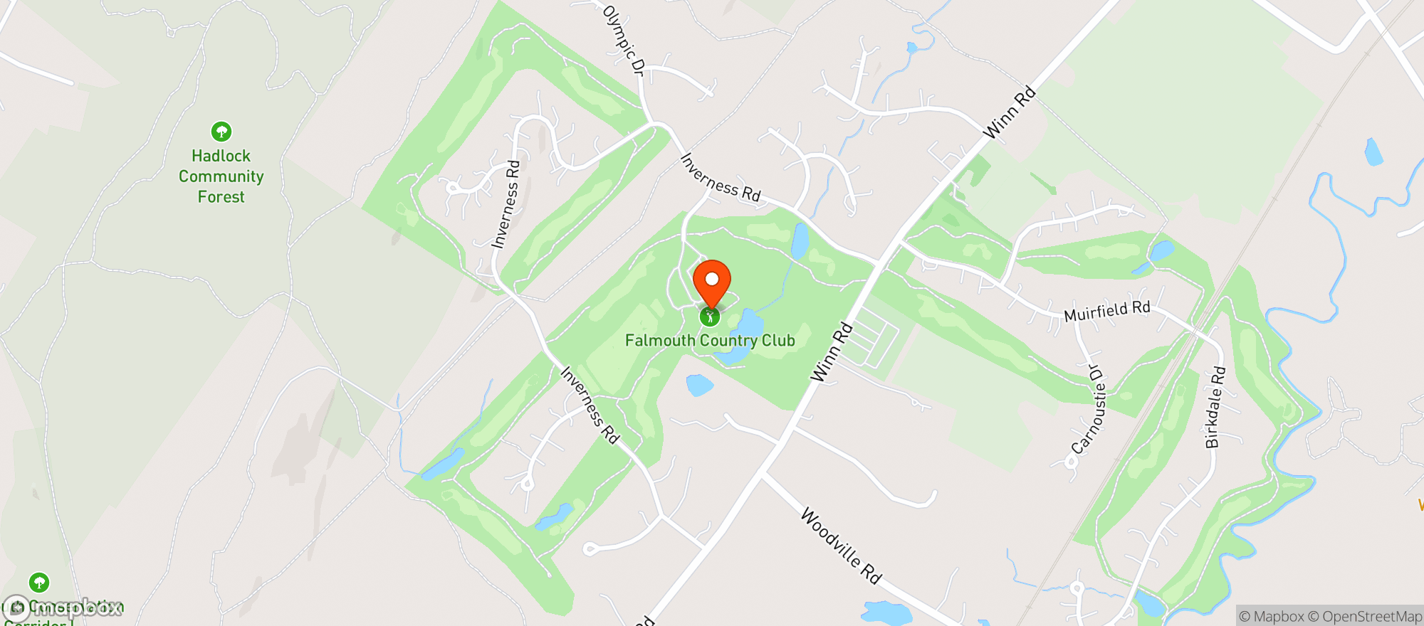 Map showing Falmouth Country Club
