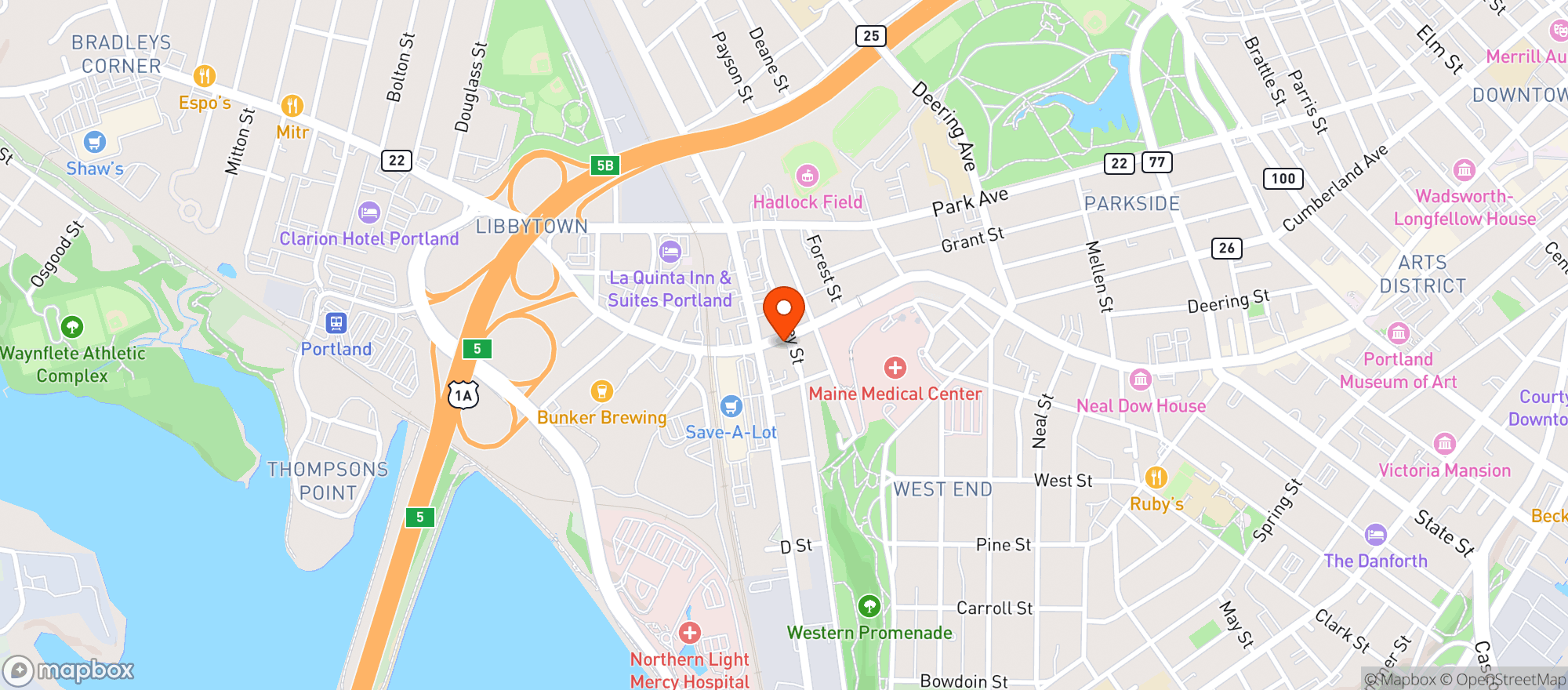 Map showing Pizza Villa