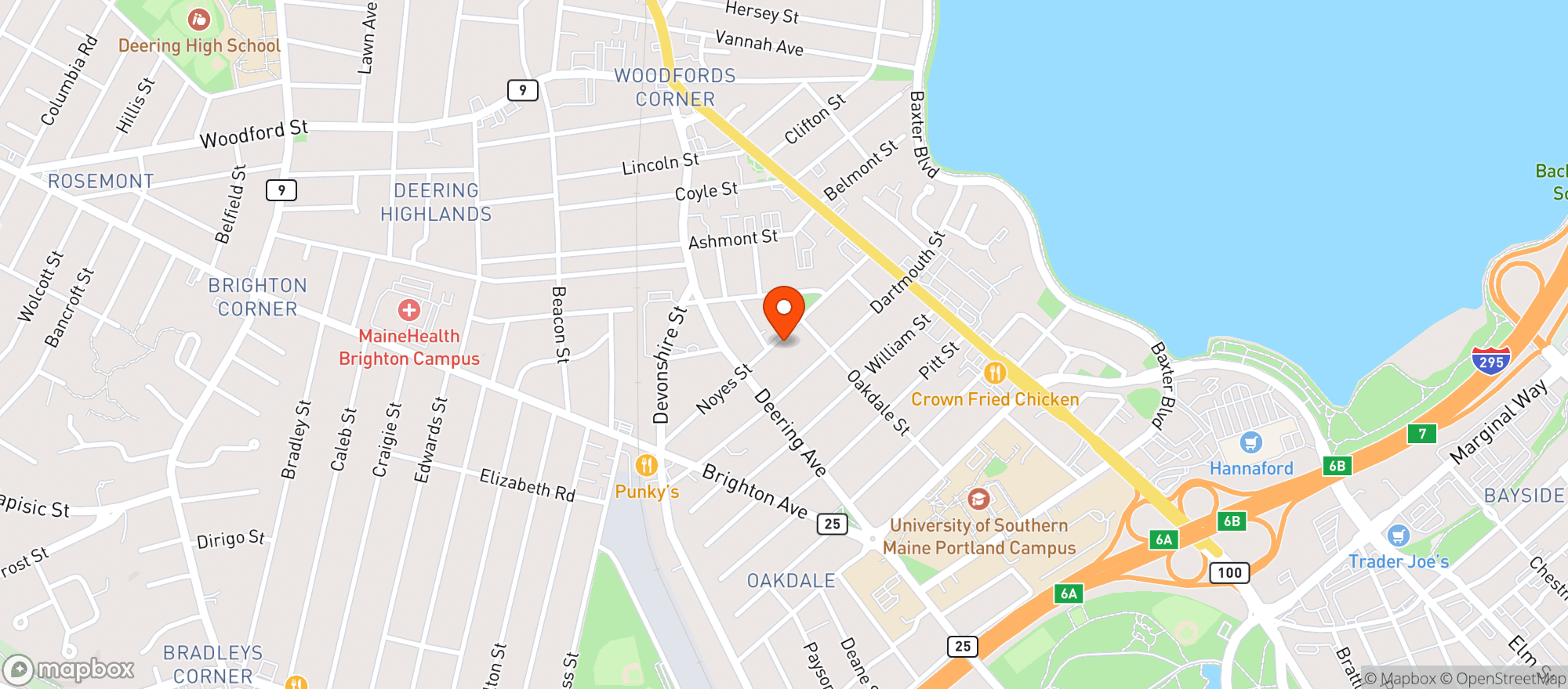 Map showing Portland Community Squash
