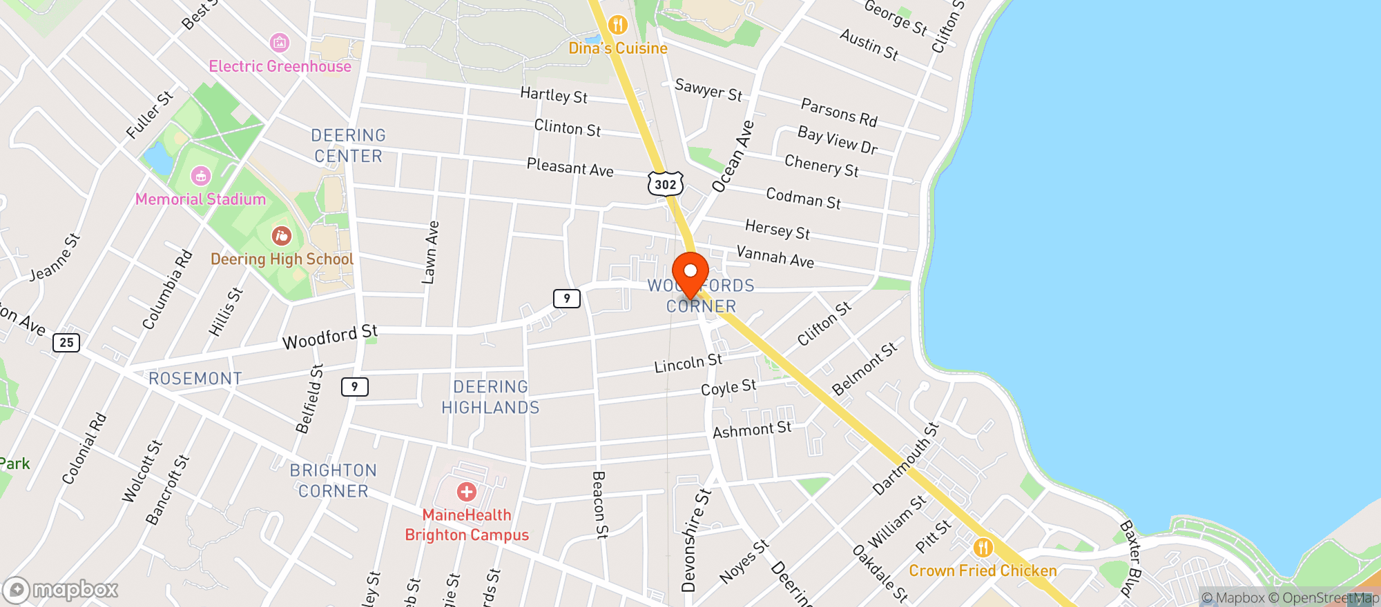 Map showing Dunkin'
