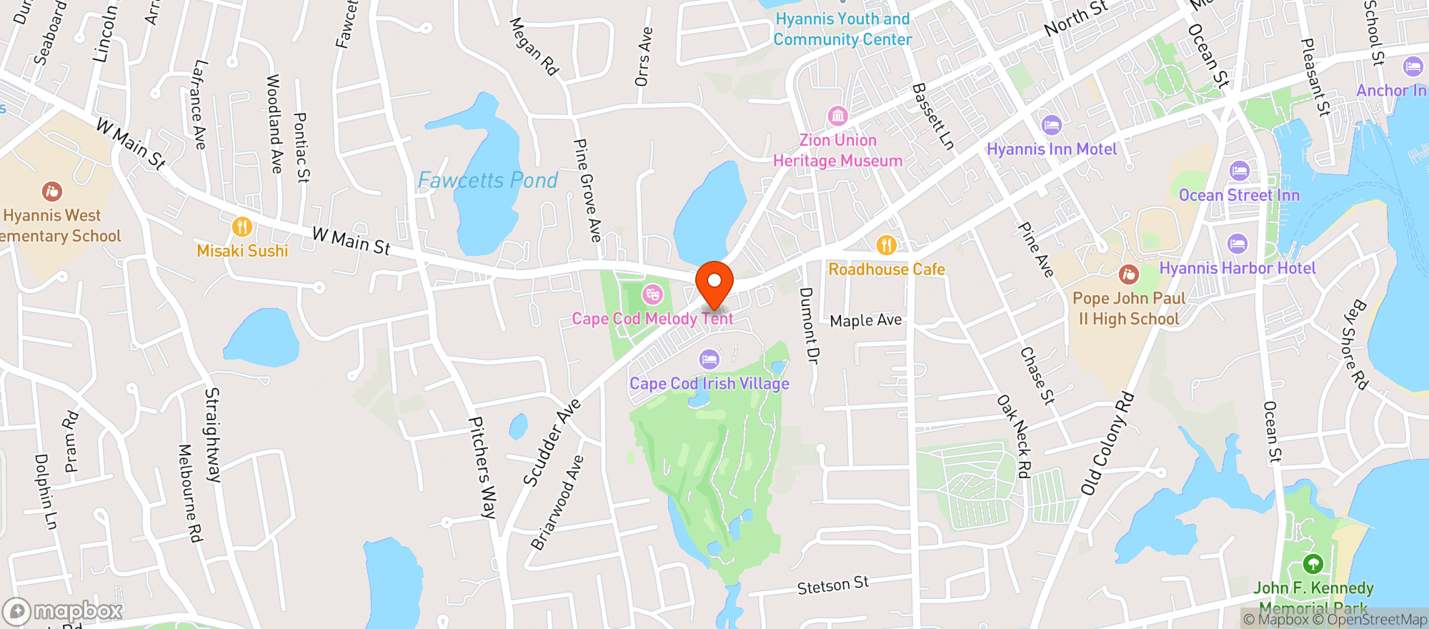 Map showing Hyannis Package Store
