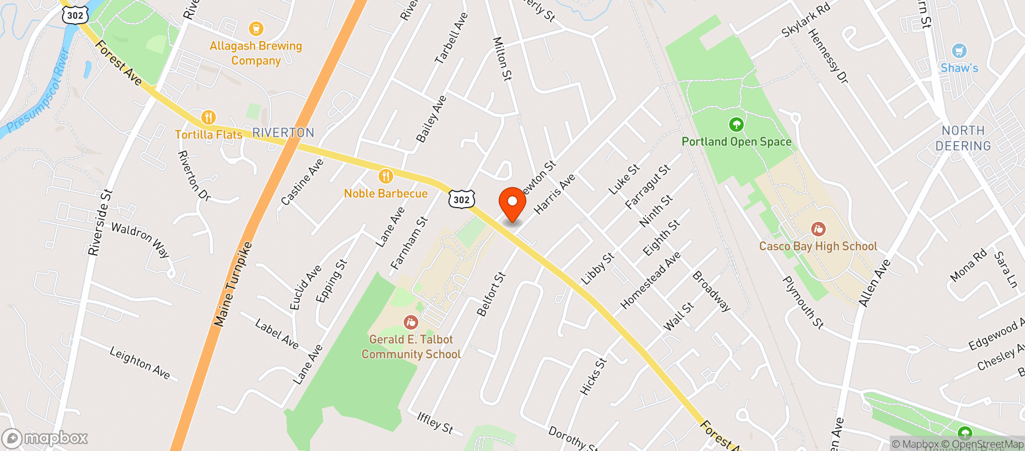 Map showing Riverton Gas & Store