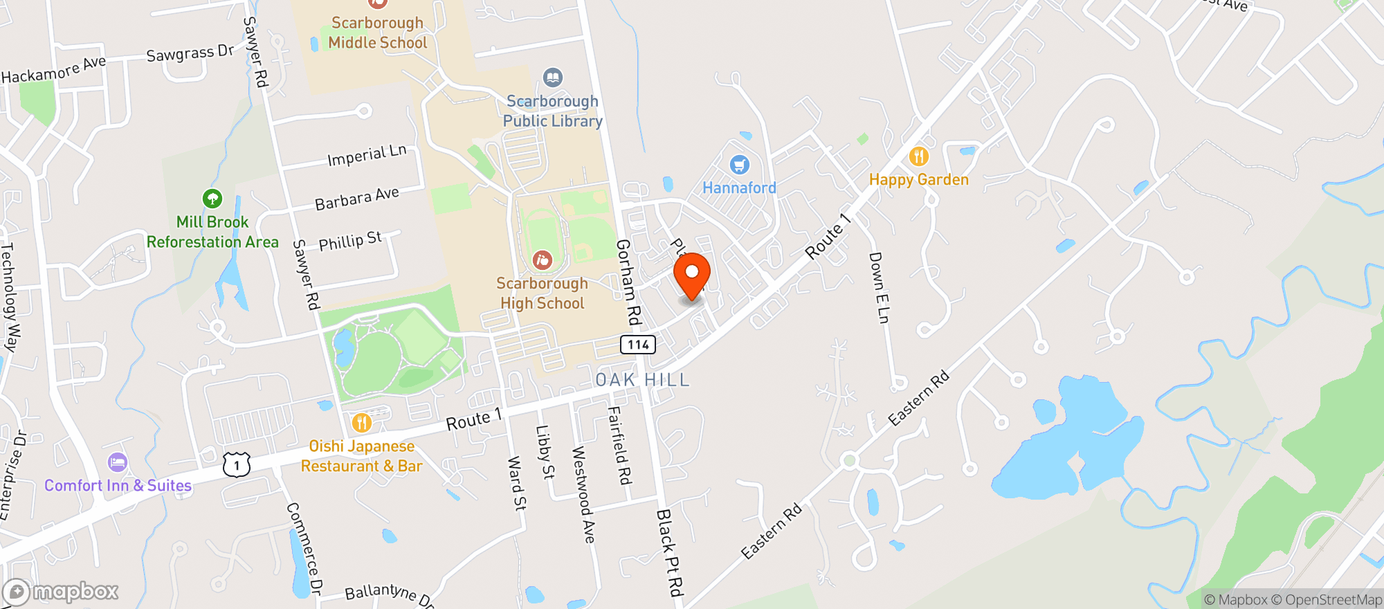 Map showing OAK HILL BEVERAGE