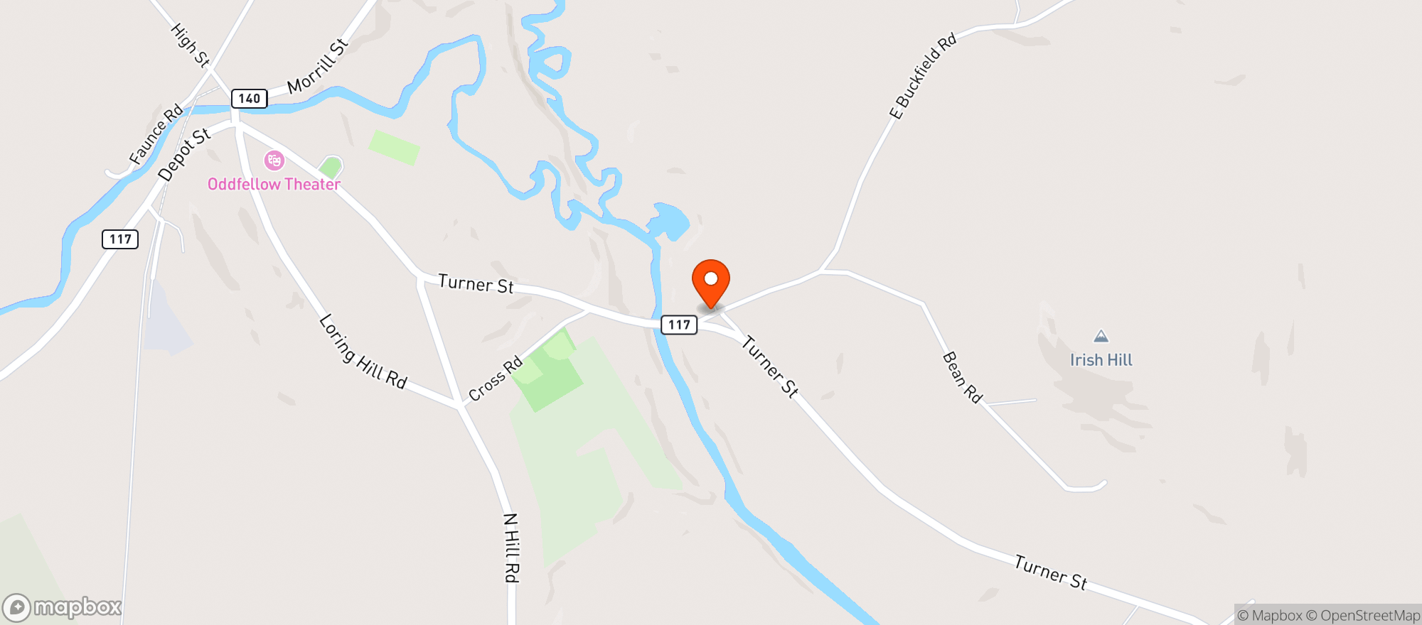 Map showing Buckfield Pizza & Subs