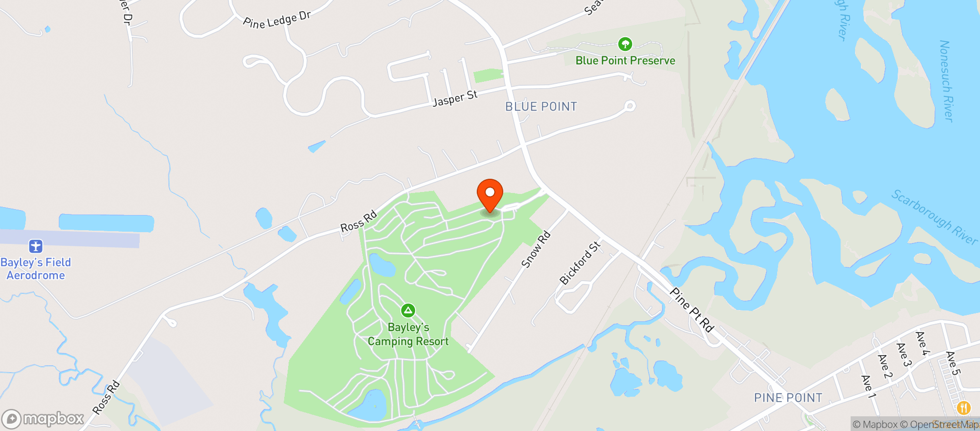 Map showing Bayleys Campground