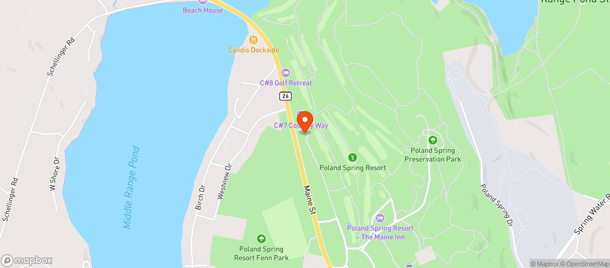 Map showing Poland Spring Resort