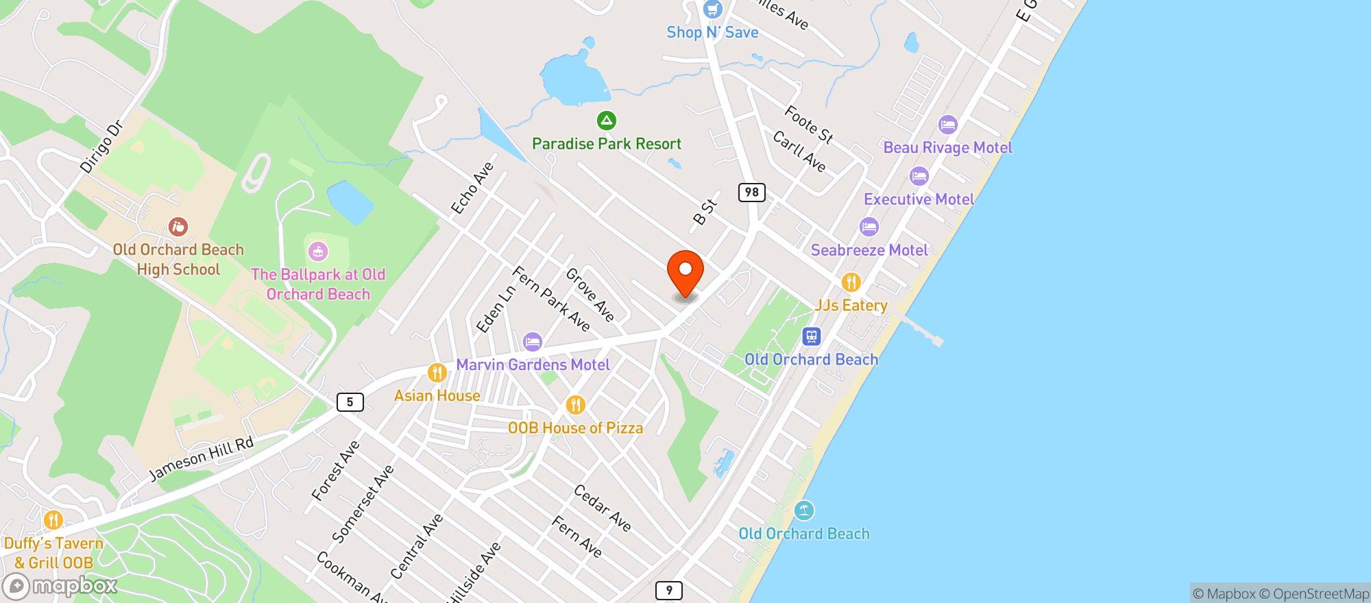 Map showing BEACH BOYS