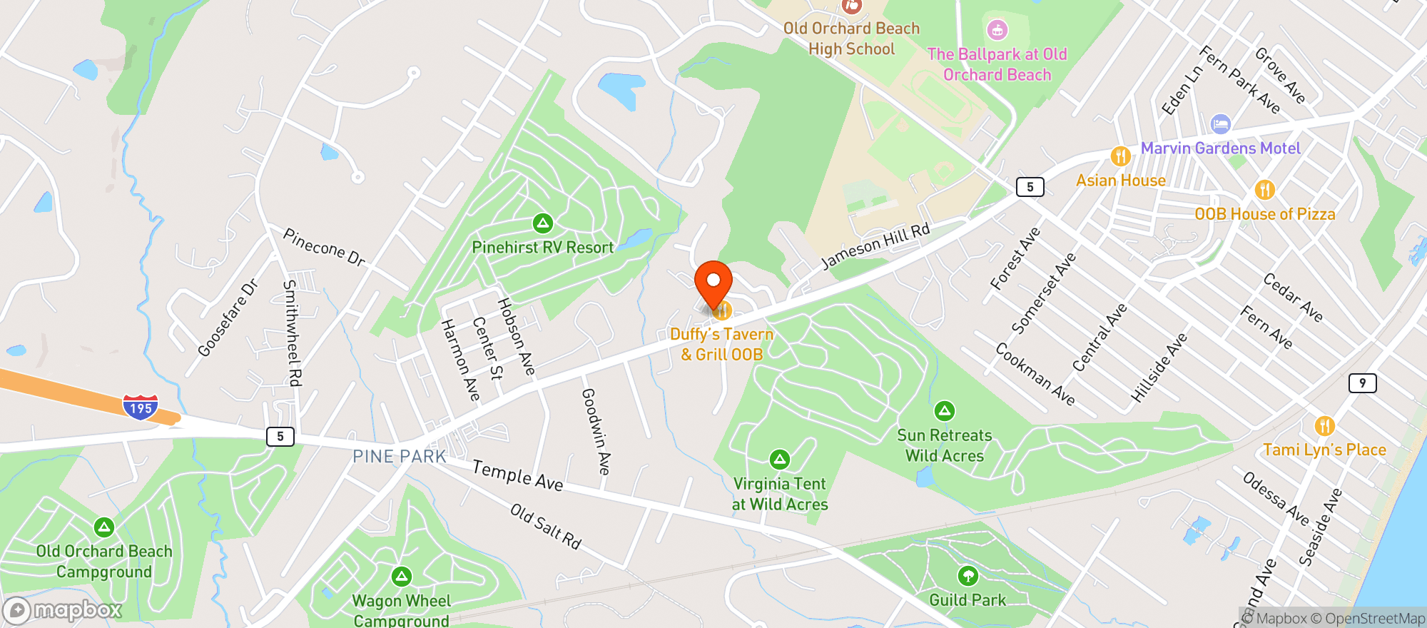 Map showing Birdies Grill & Tavern