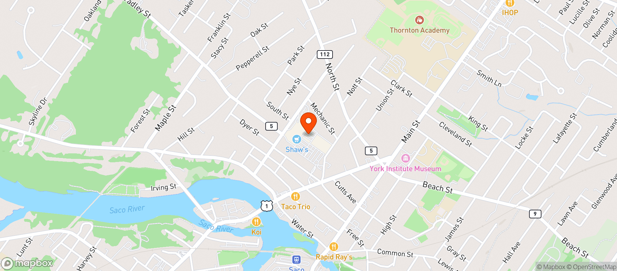Map showing Shaws