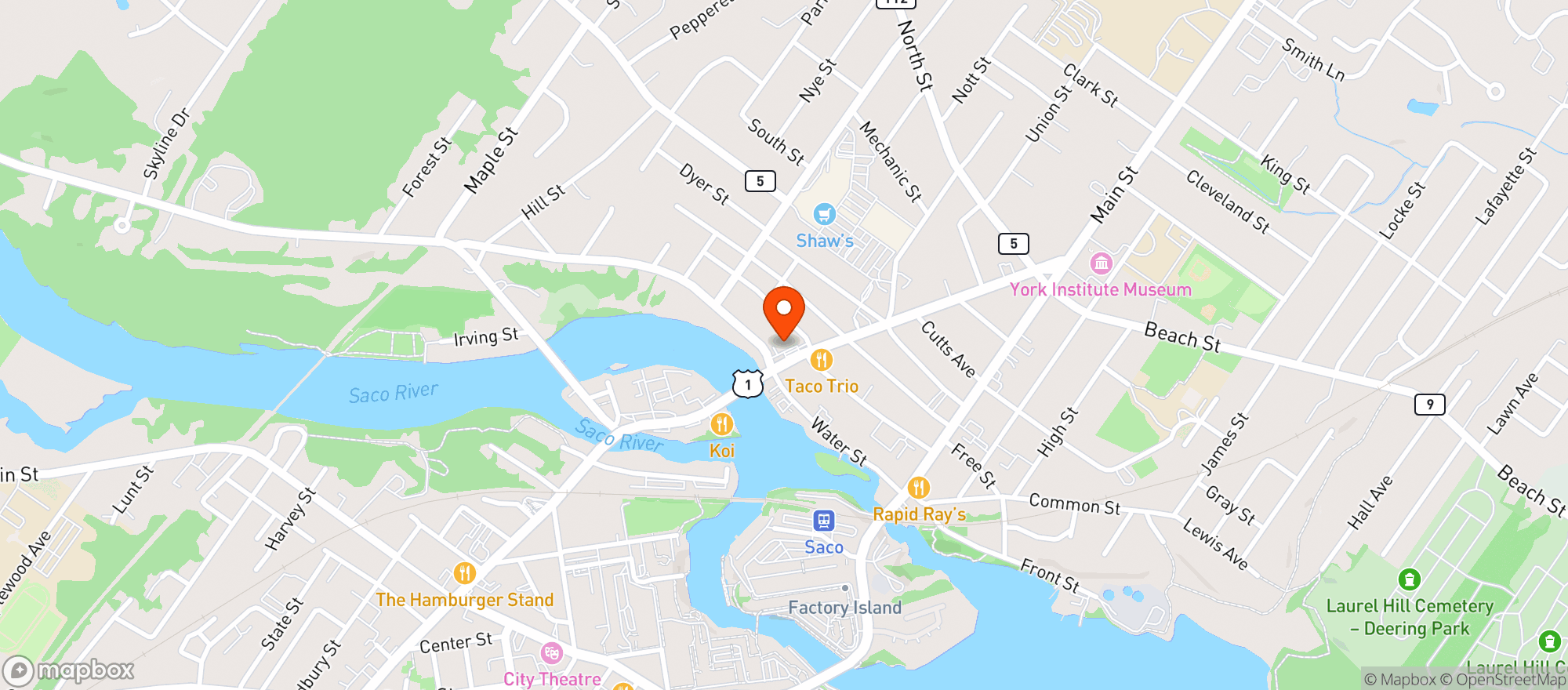Map showing BOB & MIKES MINI MART