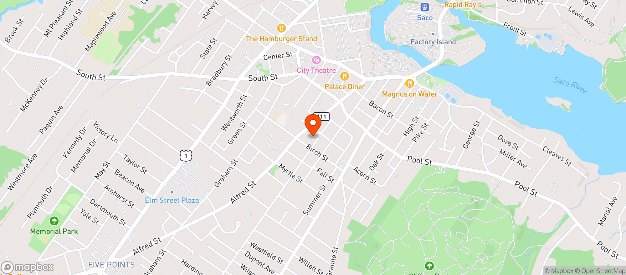 Map showing Biddeford Eagles Club