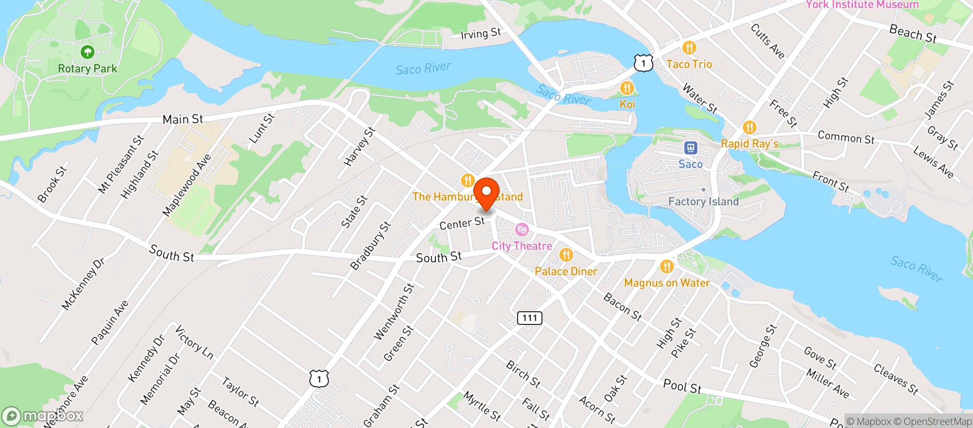Map showing Elements Books Coffee Beer