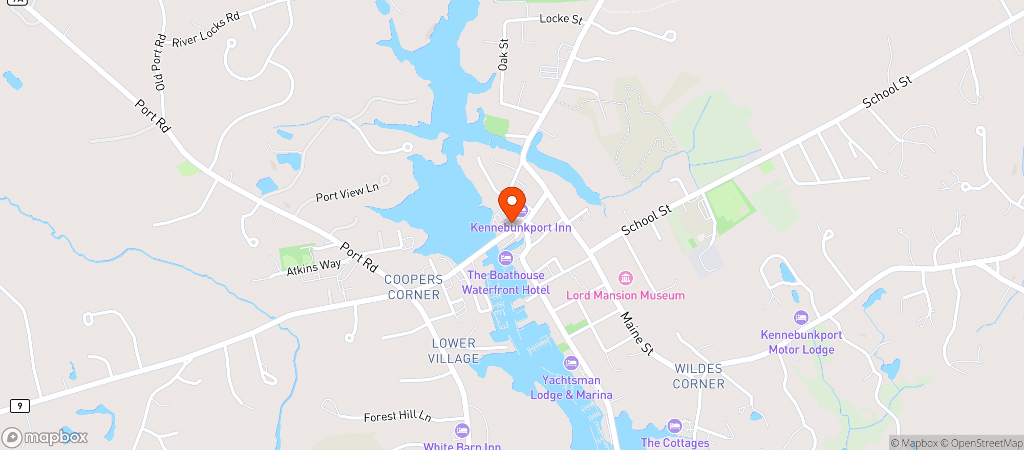 Map showing Alissons Restaurant