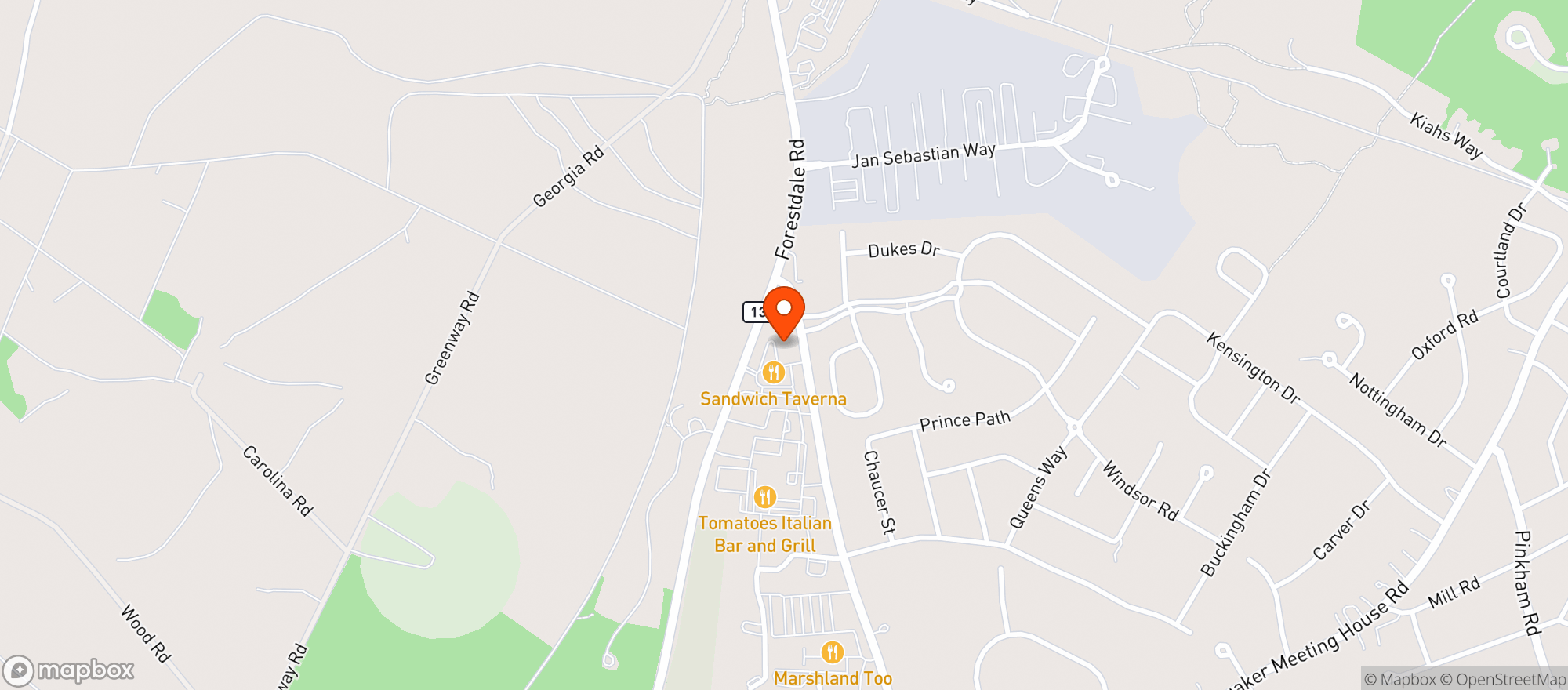 Map showing Sandwich Taverna