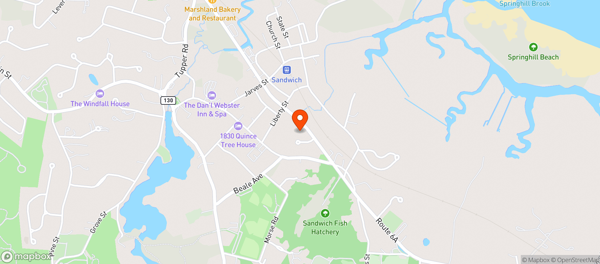 Map showing Sandwich Mart & Spirits