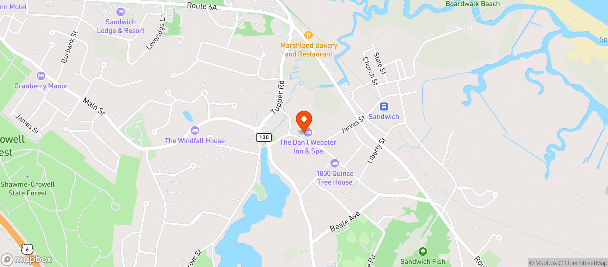 Map showing Daniel Webster Inn