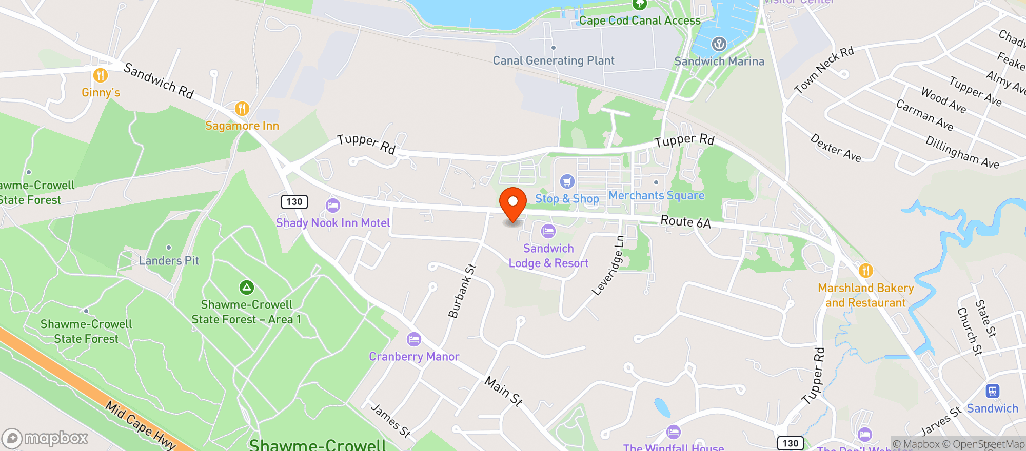 Map showing The Local Tavern & Grill
