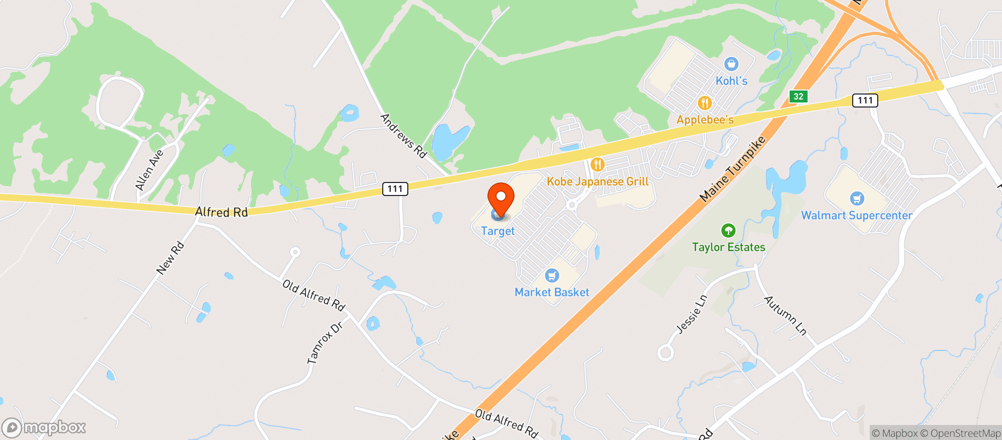 Map showing Target - Biddeford