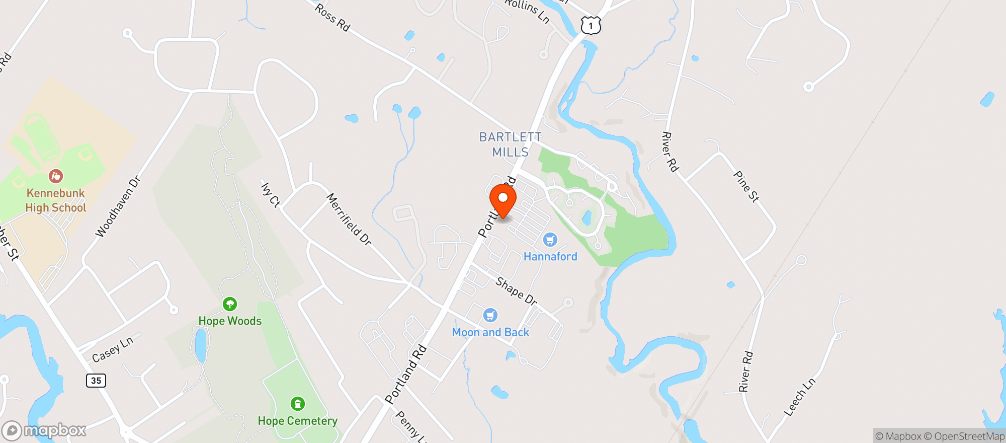 Map showing Sebago Brewpub