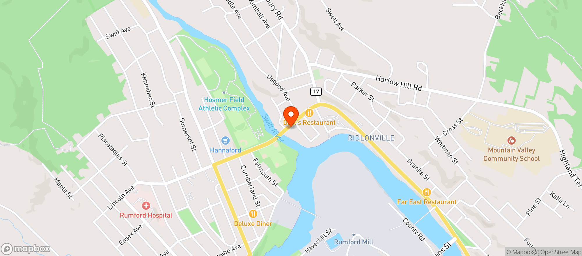 Map showing Ricky Bs Market And Deli