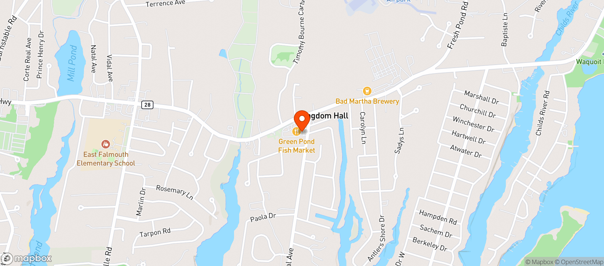Map showing Kenyon's Market