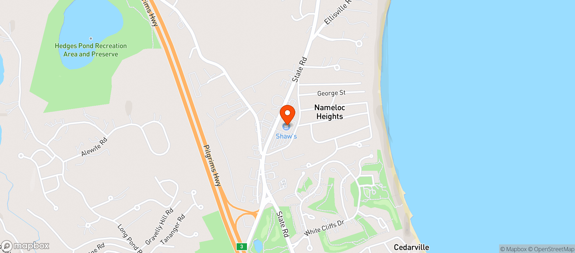 Map showing Shaws